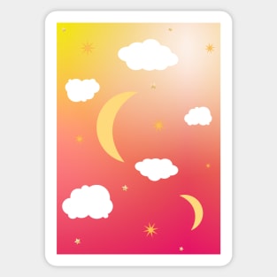 Ombre moon and cloud print Sticker